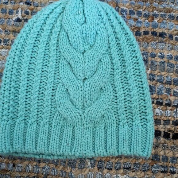 Unisex Toboggan Turquoise Hat Beanie Women's Men's Crochet Winter OSFM Headwear - Picture 3 of 4